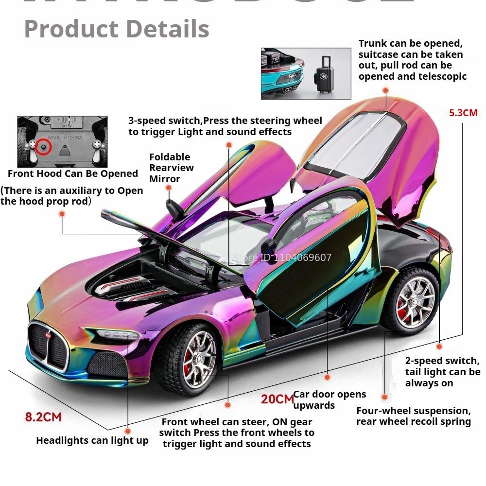 1:24 La Voiture Noire Atlantic Сплав Автомобиль Литая Модель Миниатюрная Игрушка Двери Открываются Звук Свет Амортизация Подарок для Друзей