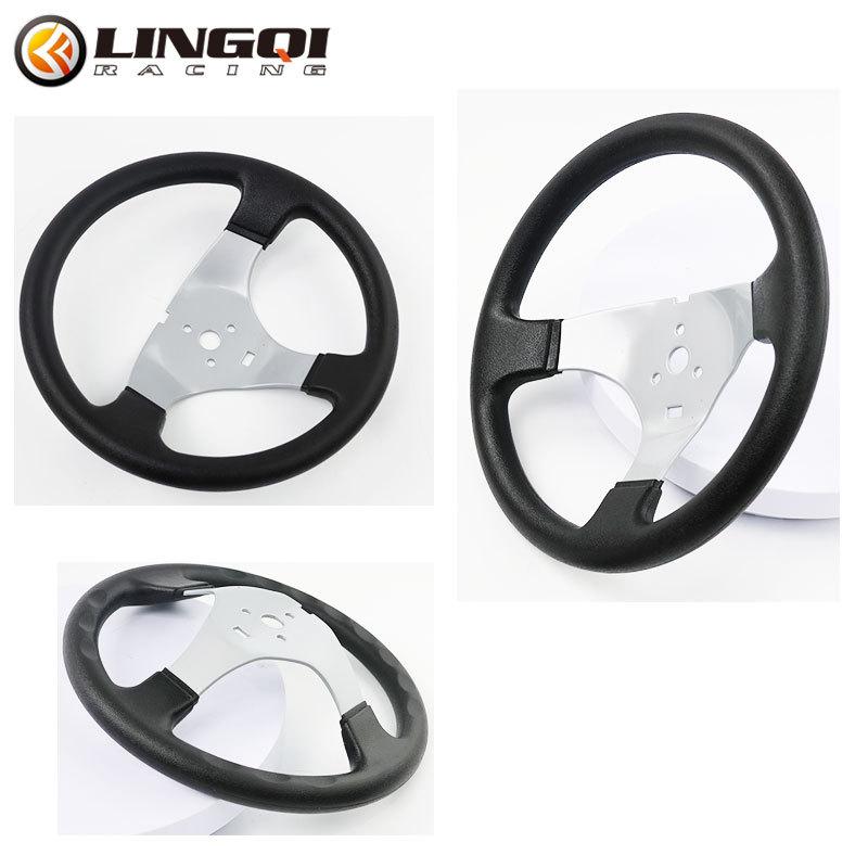 LYNNCHI Motorcycle 300mm Classic Steering Wheel Leather Racing Sport Handle Bars For 150cc 250cc Go Kart Buggy Quad ATV Parts