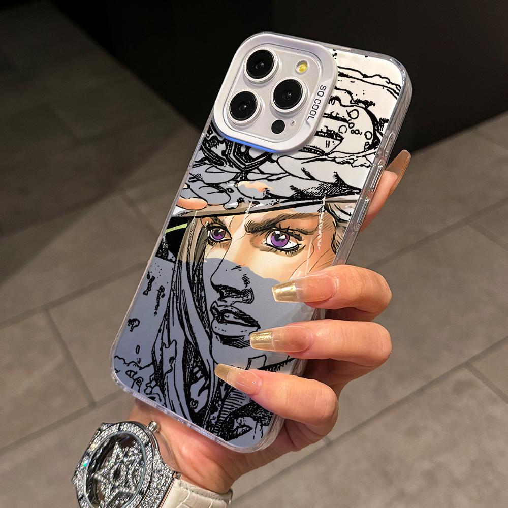 Чехол для телефона JoJo's Bizarre Adventure для iPhone 17 Air 16 16e 15 14 Plus 13 12 11 Pro Max X Xs XR 8 Цветной Серебряный Жесткий Чехол