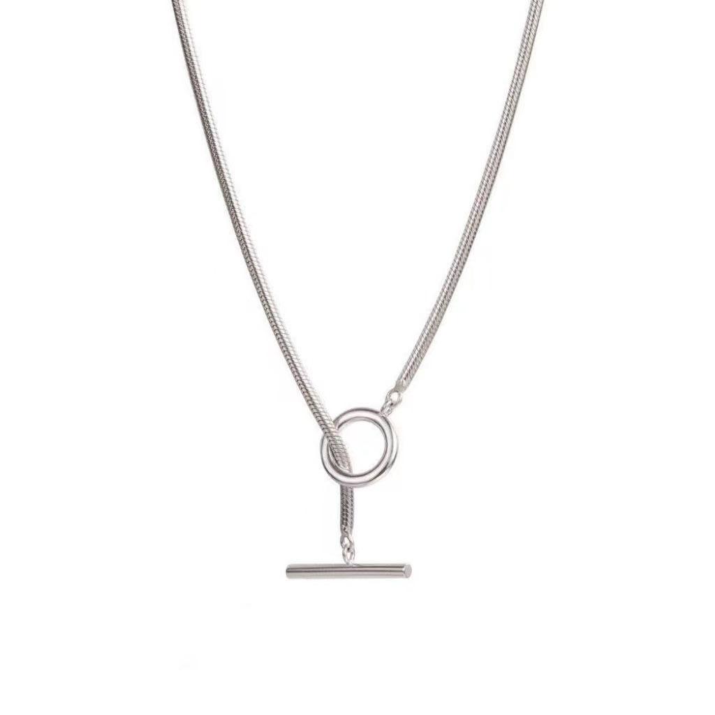 Кольцо OT пряжка двухслойное ожерелье женское простое холодный ветер ins темперамент дизайн змеиная кость цепь