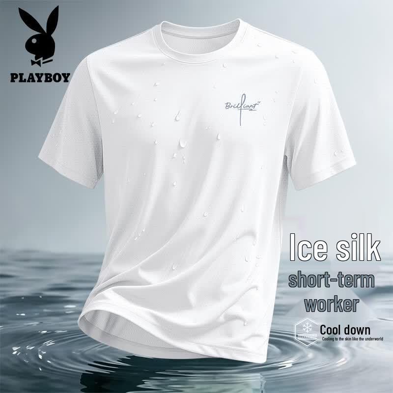 PLAYBOY Men's Signature K Ice Silk Performance T-Shirt