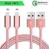 USB Cable - iPhone - Set of 2 - 1M - Nylon - Pink
