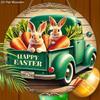 Easter Wooden Sign with Easter Bunny Pattern - Interesting Round Sign with "Happy Easter" - Ideal Easter Decoration
