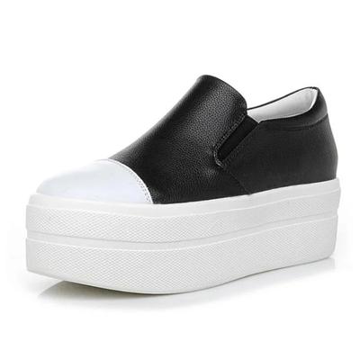 Модная повседневная обувь женская новая платформа каблук женский круглый носок 2024 новые белые туфли модные дышащие толстые туфли-лоферы женские