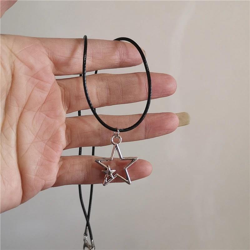 Kpop винтажное ожерелье в стиле панк серебряного цвета со звездой, ожерелье из бисера для мужчин и женщин, уличный хип-хоп, эстетические ювелирные изделия в стиле гранж, аксессуары Y2K