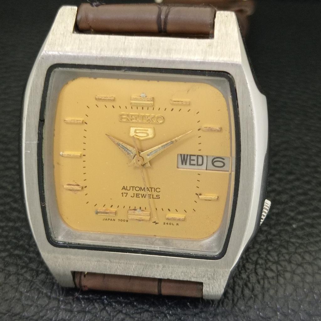 ВИНТАЖНЫЕ МУЖСКИЕ ЧАСЫ SEIKO 5 AUTOMATIC 7009A ЯПОНИЯ ОРИГИНАЛЬНЫЙ ЦИФЕРБЛАТ a702381-5 R124-a702381