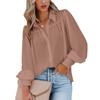 Spring and Autumn Women's Shirt Buckle Top Lantern Sleeve Pleats Solid Color Stand Collar Loose Shirt Long Sleeve Women's Blouse