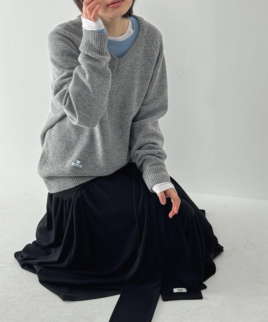 Ronron Strap Knot Long Skirt Black