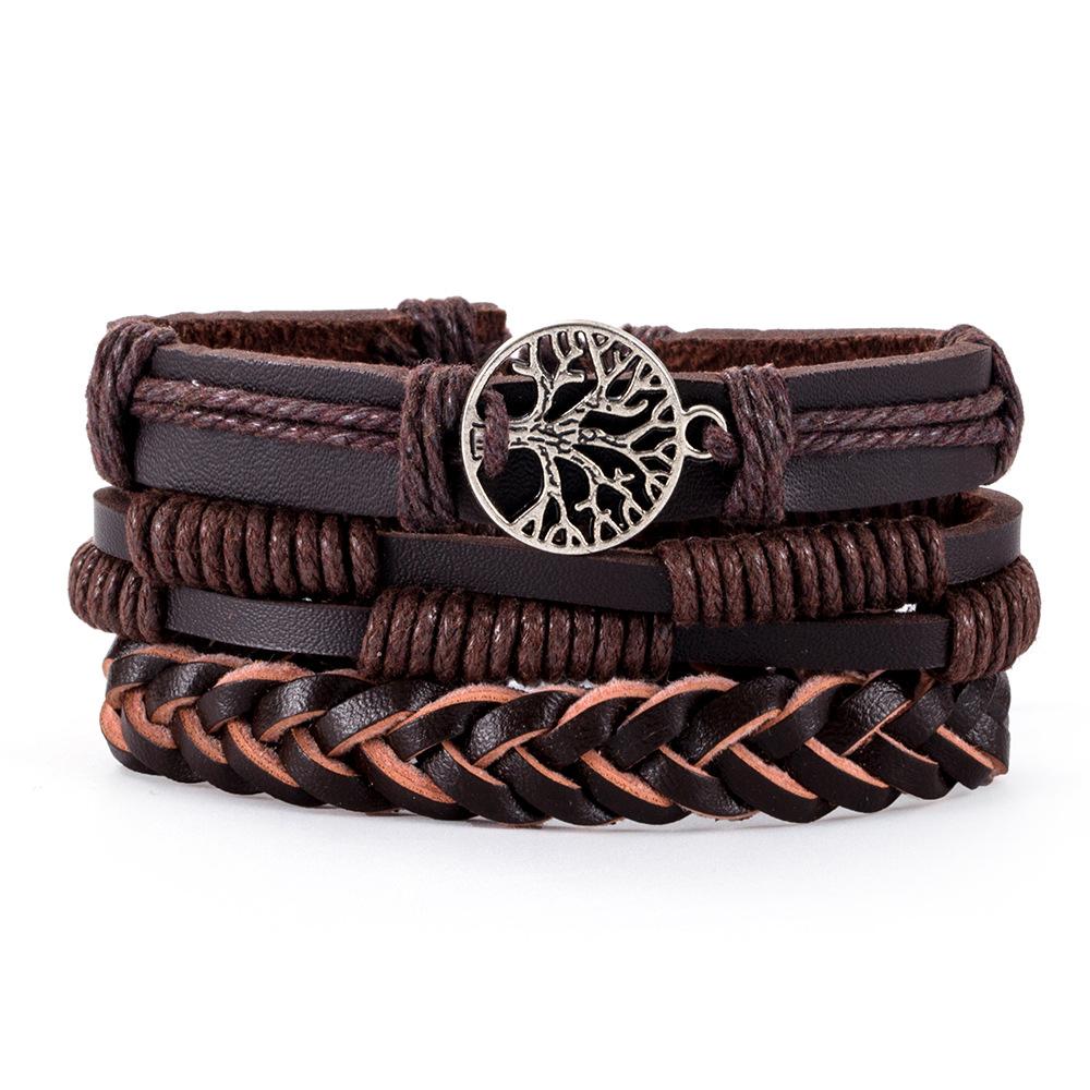 9 Styles Vintage Leather Bracelet for Women Men Woven Bracelet Set Punk Style Men's Multi-layer Braided Bracelet Charm Jewelry Gifts