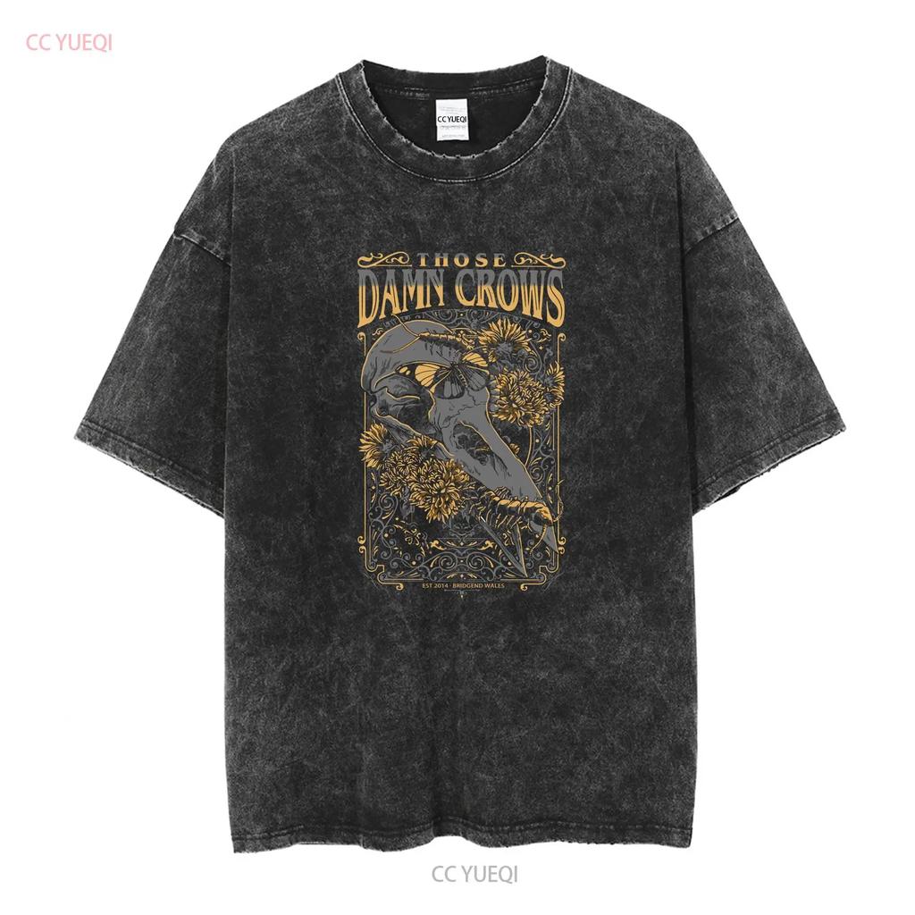 Those Damn Crows 'Crow Skull' T Shirt Black All Size S To 5XL TP294 vintage Washed Slightly Top For Everyday Wear