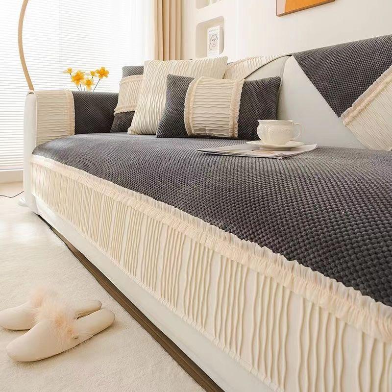 Подушка для дивана в кремовом стиле, новинка четырех сезонов, обычные ткани, кожаный чехол для дивана, легкий роскошный чехол, подушка для полотенец