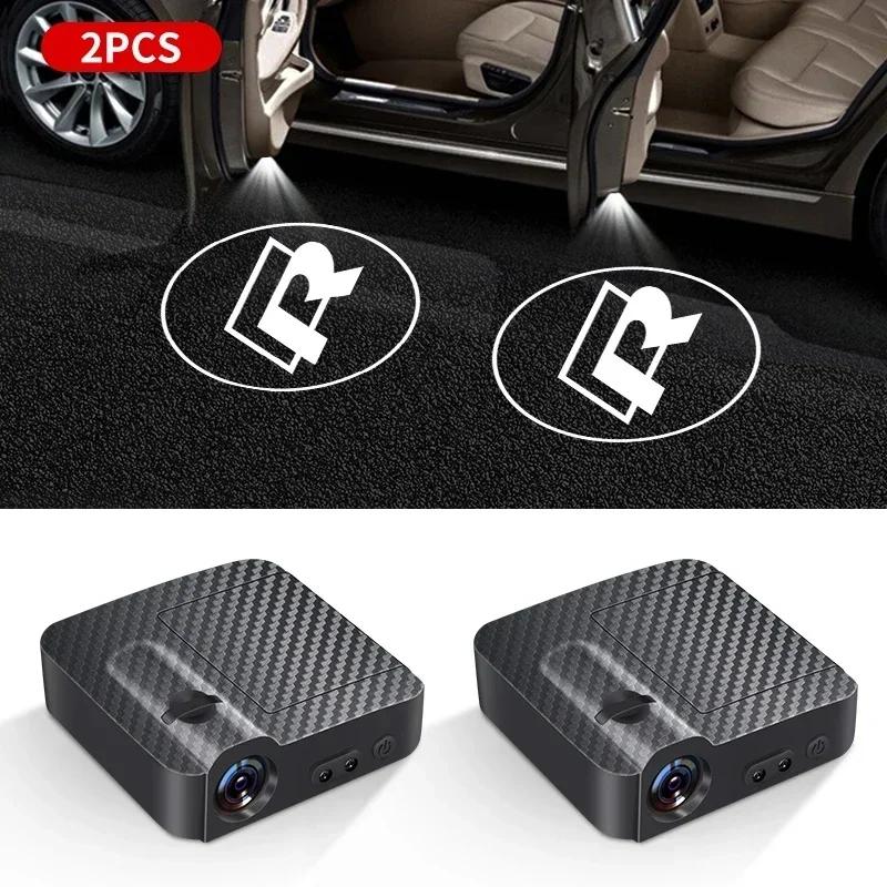 PCVHD1 1/2pc LED Car Welcome Light with car Logo Projector for Volkswagen VW Jetta R-line GTI R Polo Golf Passat Golf 8 MK8 Accessories