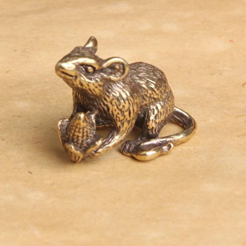 Латунные фигурки животных Мыши Любовь Рис Брелок для автомобиля Подвески Ювелирные изделия DIY Брелок Подвесные аксессуары Милый брелок для ключей в виде крысы Подарки
