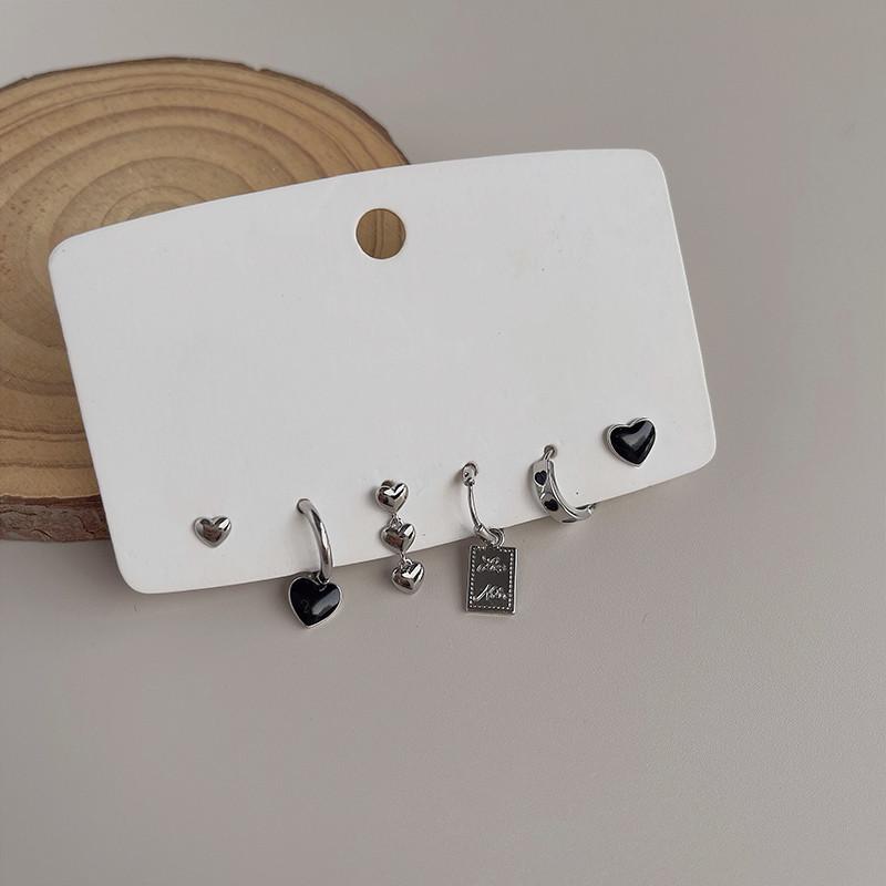 6 шт./компл., серебряные металлические цепочки с кисточками, серьги с сердечками, нерегулярные геометрические серьги-кольца для женщин, подарки, ювелирные изделия