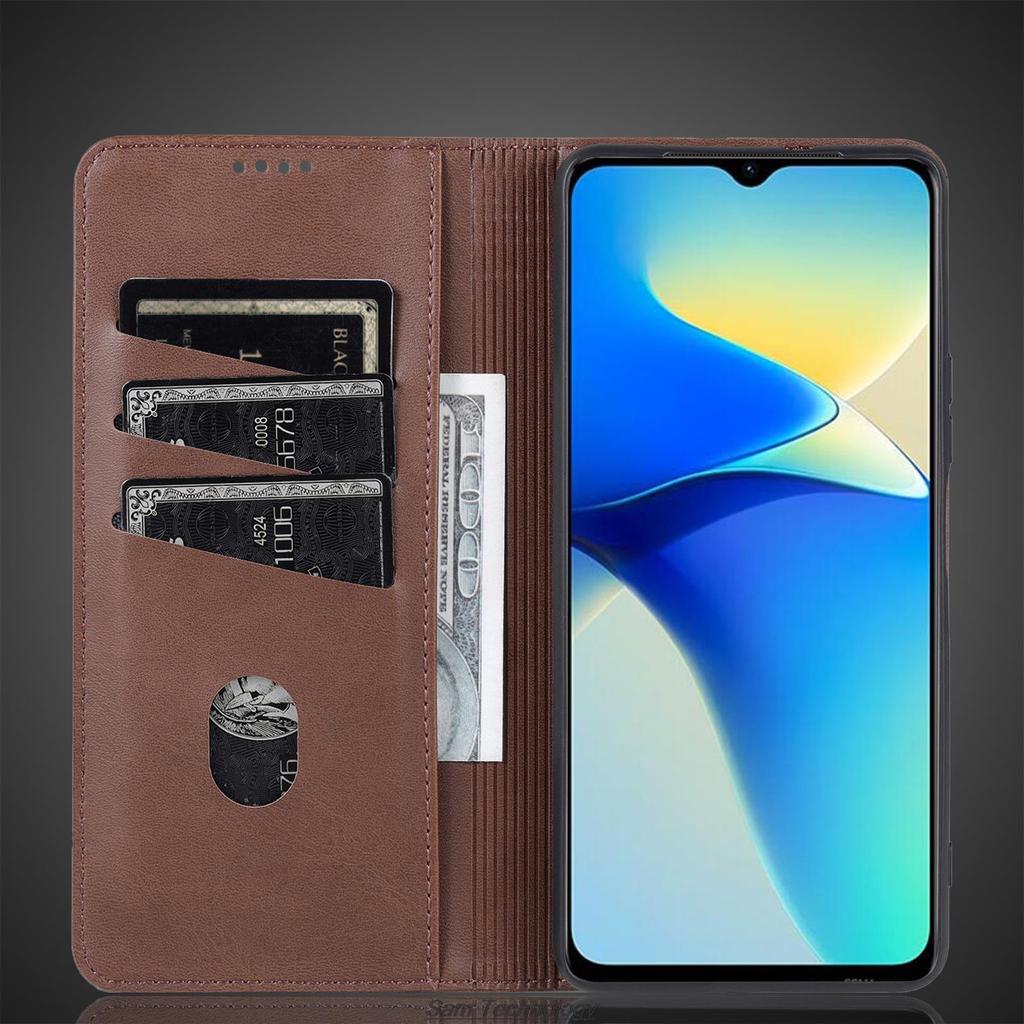 Роскошный магнитный адсорбционный кожаный чехол для Vivo Y75 5G / Vivo Y55 5G Flip Cover Защитный чехол Capa Fundas Coque