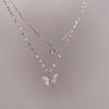 New Shiny Butterfly Necklace Ladies Exquisite Double Layer Clavicle Chain Necklace Jewelry For Ladies Gift