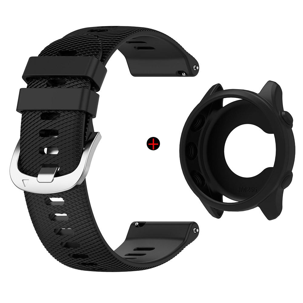 Для Garmin Forerunner 255/265 Ремешок для часов + Чехол для часов Серебристая Пряжка Браслет на запястье Высококачественный Прочный Силиконовый Умный Ремешок