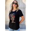 Черная женская футболка размера плюс с круглым вырезом Crystal Stone из 100% хлопка с короткими рукавами