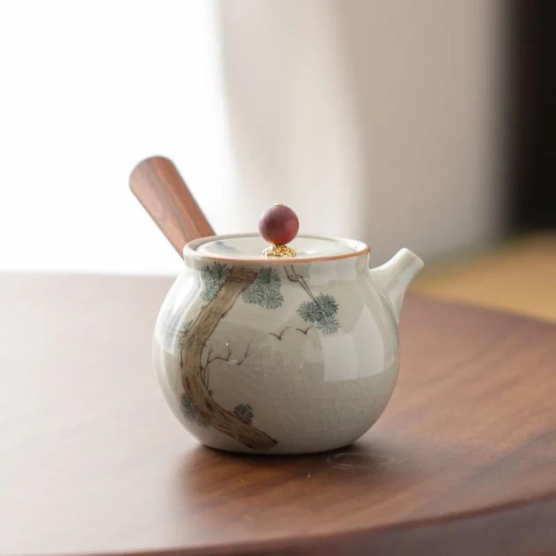 Новый китайский стиль расписанный вручную керамический чайник в стиле лотоса чайный сервиз кунг-фу небольшой бытовой чайник чайник с ручкой