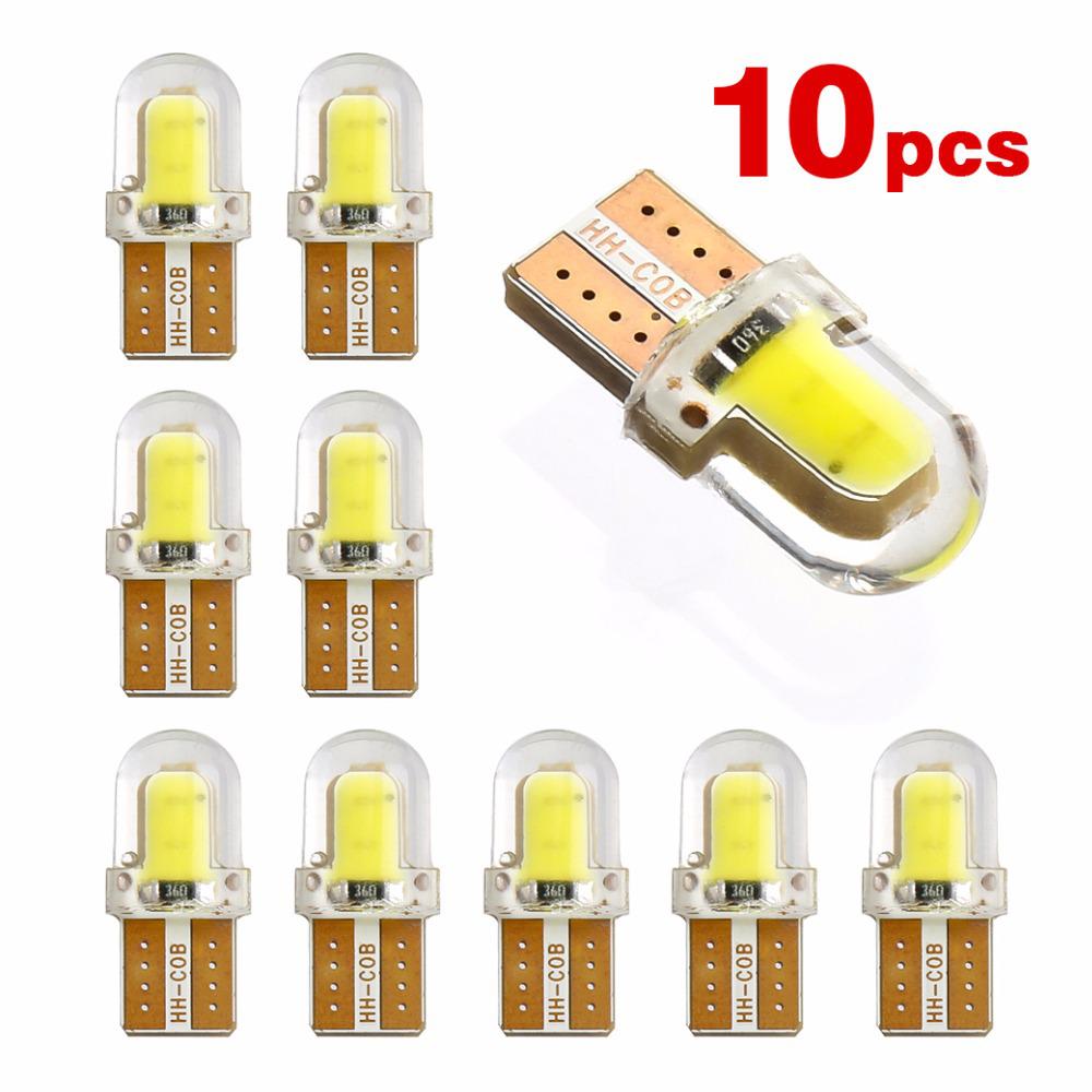 10Pcs T10 W5W Led Car Interior Colored Light Wedge Clearance Lamp Parking Bulb Silicone Marker Lamp
