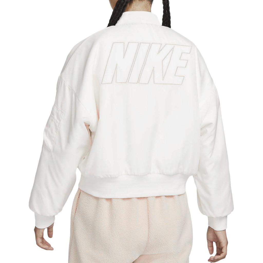 Nike Короткая двухсторонняя повседневная куртка из искусственного меха с воротником-стойкой, женская верхняя одежда, белая FB8693-133