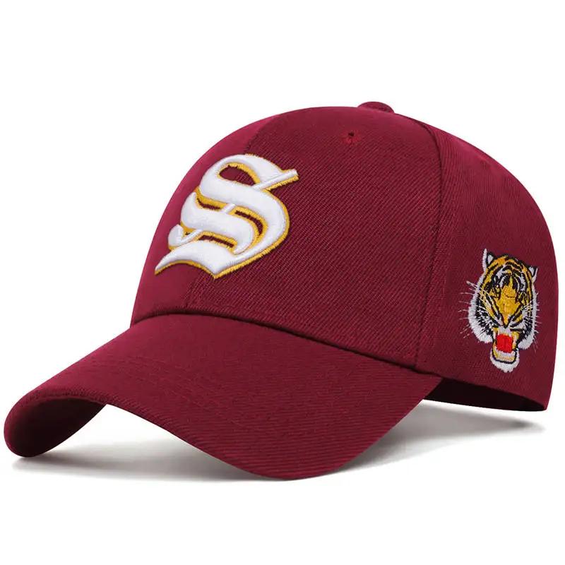 Бейсболки унисекс с вышитым тигром и буквой S на боку, весенние и осенние, регулируемые, повседневные, кепки для активного отдыха, кепка в стиле хип-хоп, солнцезащитная кепка