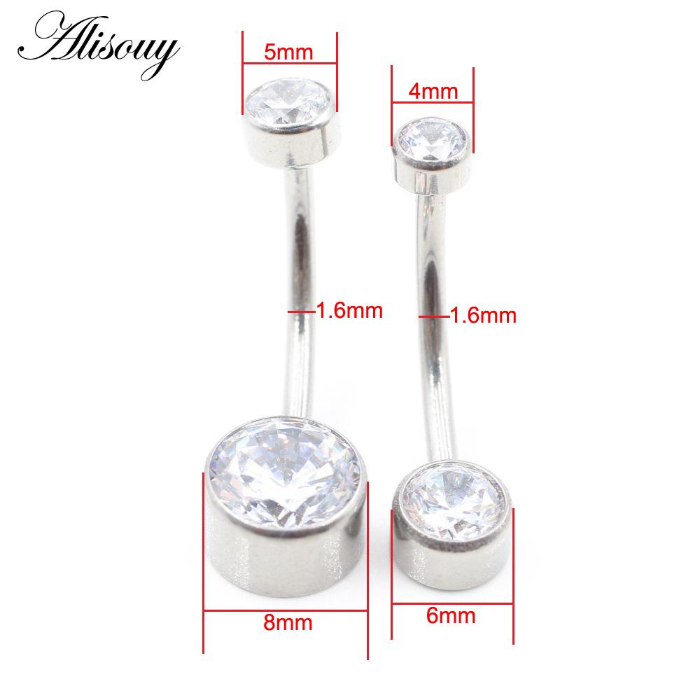 Alisouy 1PC с внутренней резьбой G23 титановый цилиндрический стержень круглый циркон женское пупочное кольцо пирсинг украшения для тела