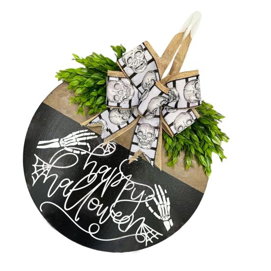 Хэллоуин Скелет Приветственное украшение на дверь Искусственные листья Бант Декор В помещении На улице Знак на Хэллоуин Украшение для семейного сбора