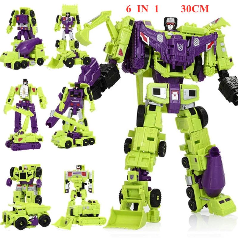 New 5 IN 1 BPF G1 Cool 33CM Devastator Transformation Toys Anime Action Figure Robot Dinosaur Model Boy Kids Gift