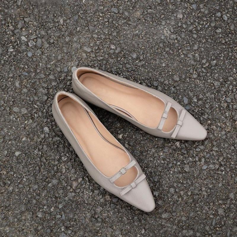 Fashion Women's Cow Leather Pointed Toe Slip-on Ballet Flats Leisure High Quality Soft Comfortable Espadrilles Elegant Ladies Slim Shoes