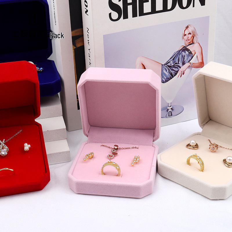 Velvet Octagonal Jewelry Box: Multi-use Storage for Rings, Earrings, Necklaces