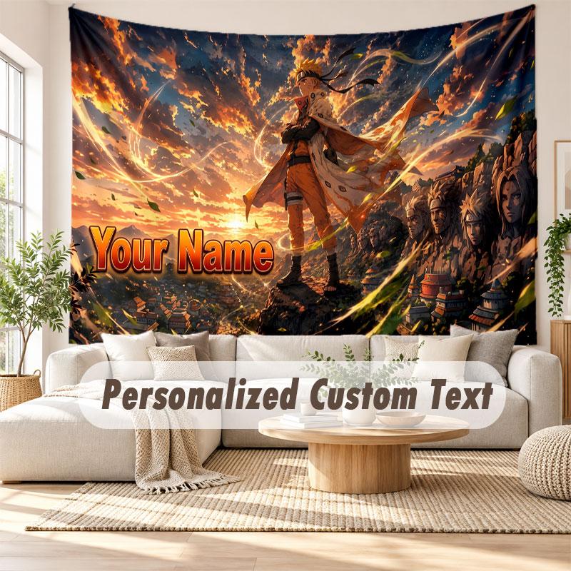Custom Name Wall Hanging Tapestry,Naruto Decorative Backdrop Tapestry For Dorm Home