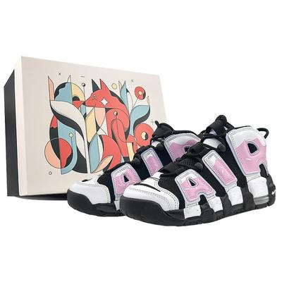 Кроссовки Air More Uptempo Mid top Винтажные Баскетбольные Кроссовки GS Черно-Розовые DQ6200-001(Team40-GSS-BOX)
