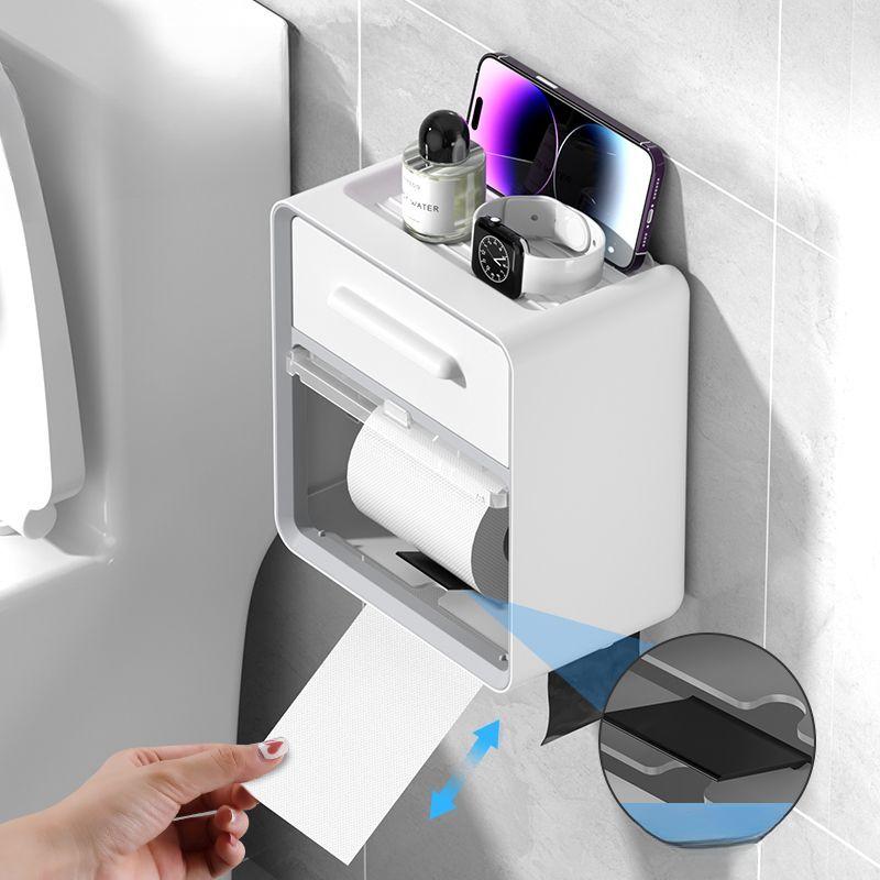 Toilet Tissue Box Storage Rack Tissue Paper Box Non Perforated Wall Mounted Waterproof Tissue Holder