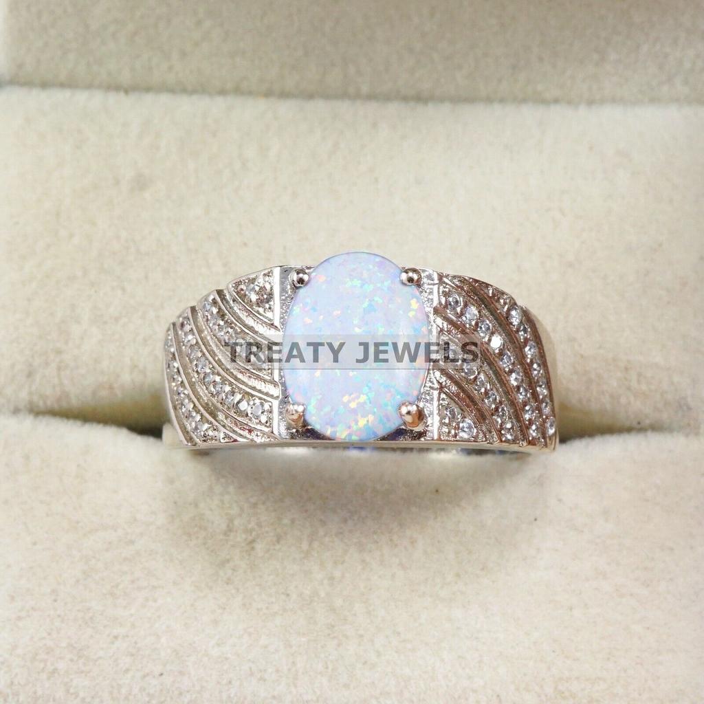 Opal Oval Cut Gemstone With 925 Sterling Silver Ring For Men's #B413 JL375683794438