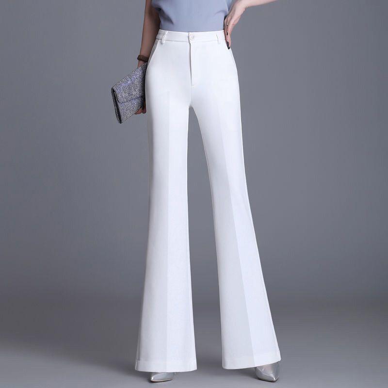 White High-Waist Flared Pants - Women's Loose Fit, Korean Style, Wide-Leg, Slim Fit, Versatile Casual Wear