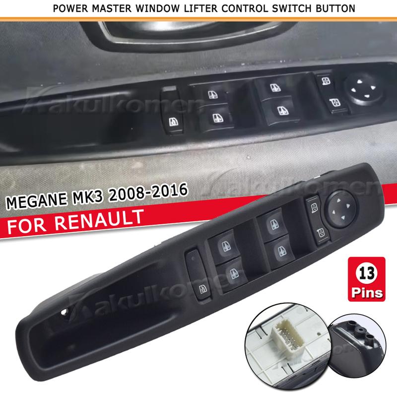 Автомобиль 809610016R 80961-0016R Передняя Левая Главная Кнопка Переключателя Управления Стеклоподъемником Для Renault Megane MK3 2008 2009 2010 2011-2016
