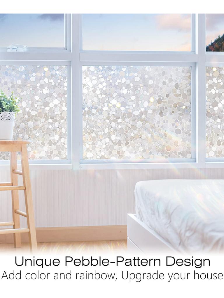 Матовая ПВХ-пленка для защиты окон - статическое прилипание, блокирующее УФ-излучение, радужная голографическая пленка для стеклянных дверей домашнего офиса