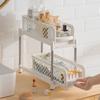 2 Tier Sliding Cabinet Basket Kitchen Organizer Under Sink Drawer Mesh Storage Rack with Pull Out Drawers Bathroom Desktop Shelf