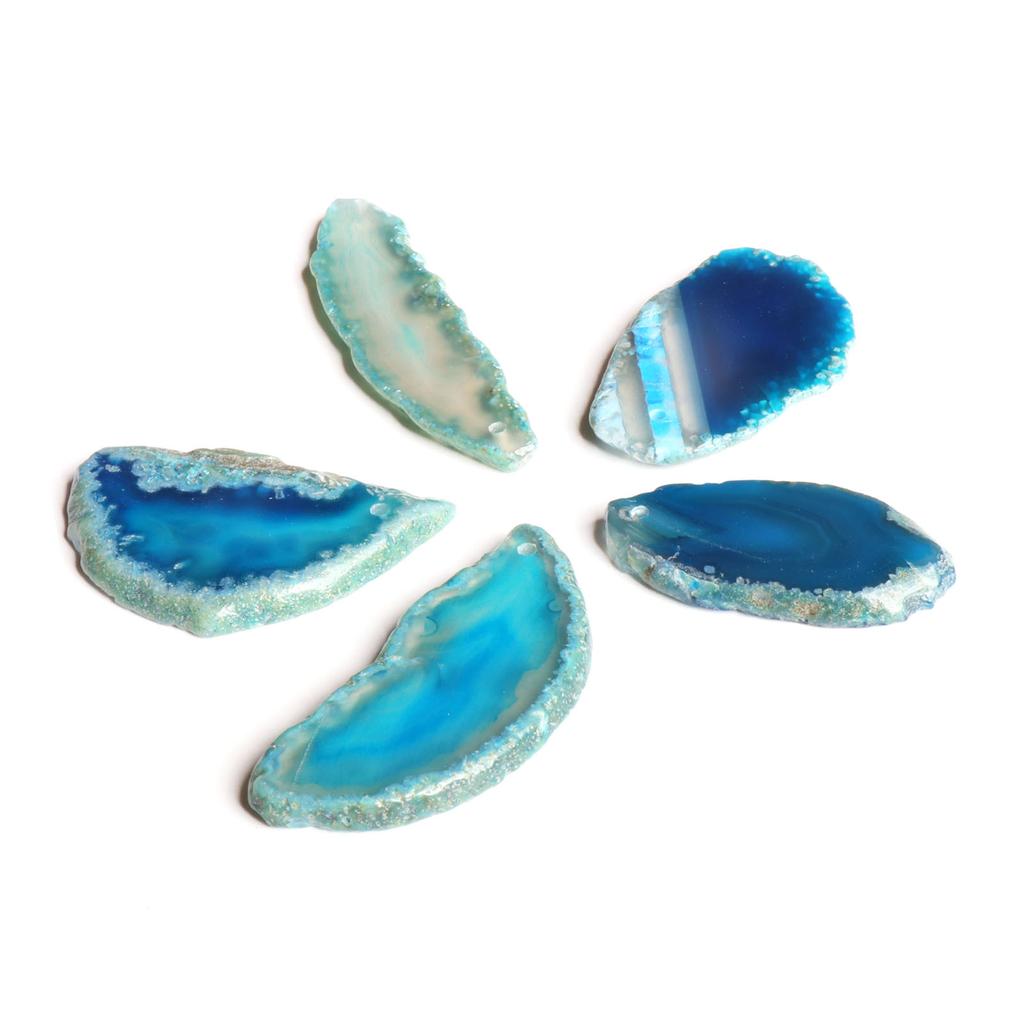 Agate Slices Irregular Agate Light Table Slices for DIY Jewelry Making Home Decoration Blue 1.2‑2in