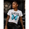 Fearless DOM Unisex Butterfly Short Sleeve Graphic T-Shirt Tee White Large
