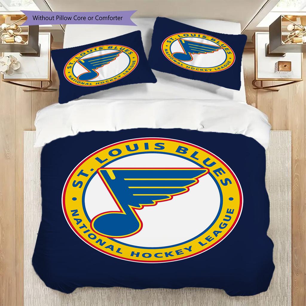 St. Louis Blues Pattern Bedding Quilt Set Quilt Cover Pillowcase Home Decoration Birthday Gift (1 * duvet cover + 2 * pillowcase, without core)