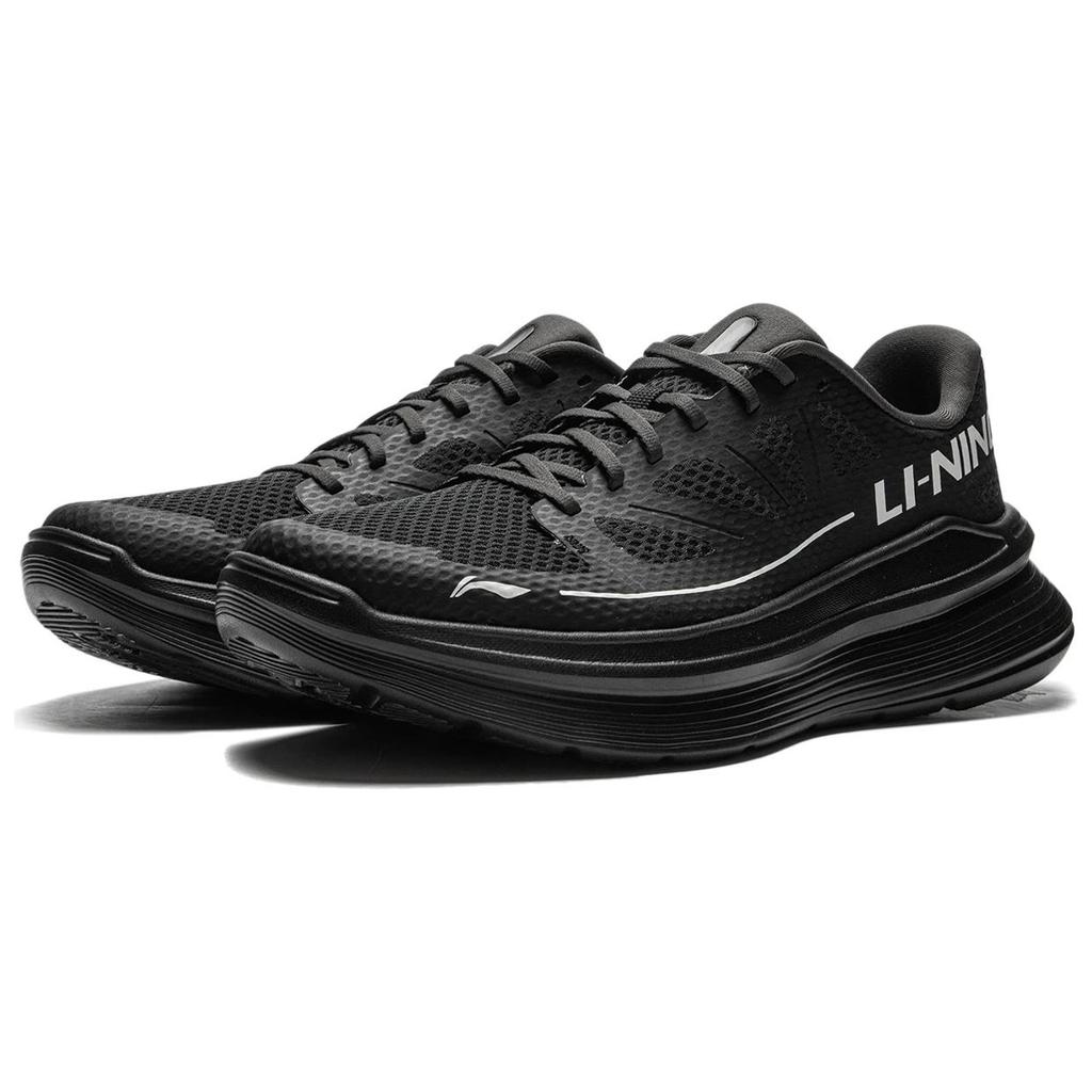 Li Ning Ling Yue Ткань Нескользящие Износостойкие Низкие Беговые Кроссовки Мужские Черные ARSU097-6