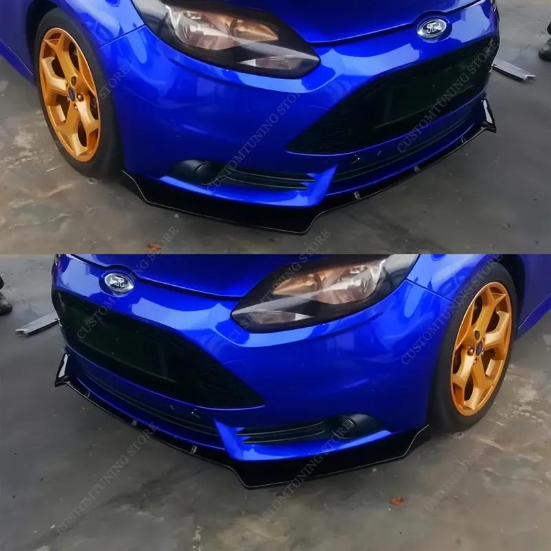 Для Ford Focus MK3 ST 2012-2014 Дорестайлинг Глянцевый Черный Передний Бампер Губа Спойлер Разделитель Диффузор Тюнинг Комплекты Обвеса