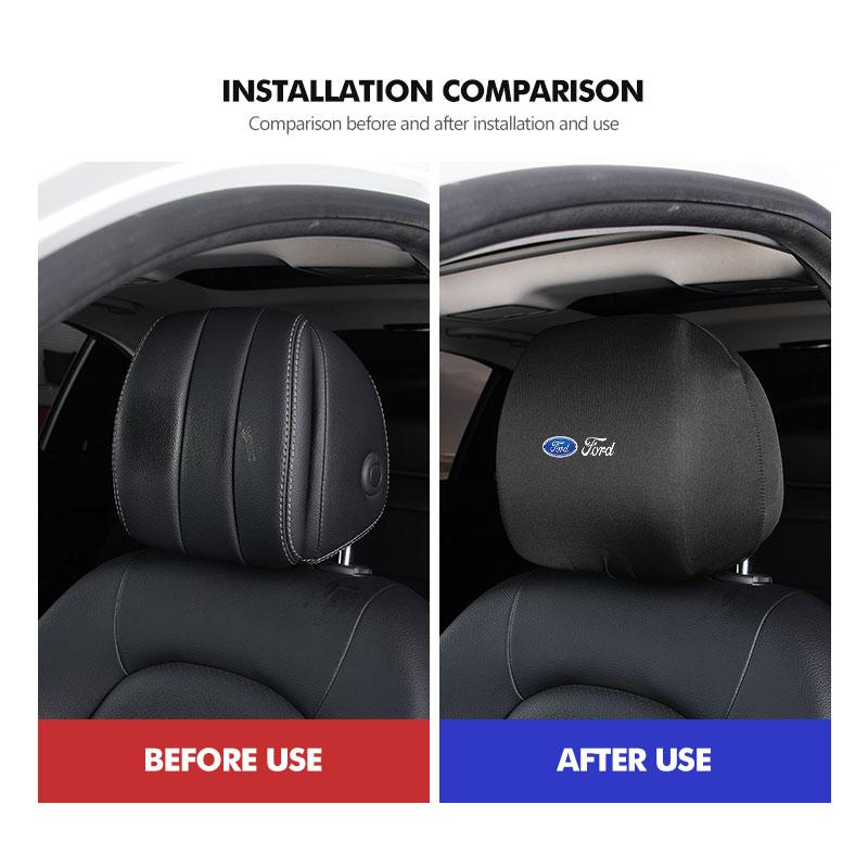 KKHK4 Car Seat Headrest Cloth Protector Cover Cushion Accessories For Ford Fiesta Ranger Mondeo Escape Ecosport Fusion Explorer