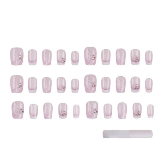 24/30 шт./комплект накладных ногтей с клеем, квадратные длинные накладные ногти, съемные, для домашнего салона, для женщин и девочек, полное покрытие, набор для накладных ногтей из пластика