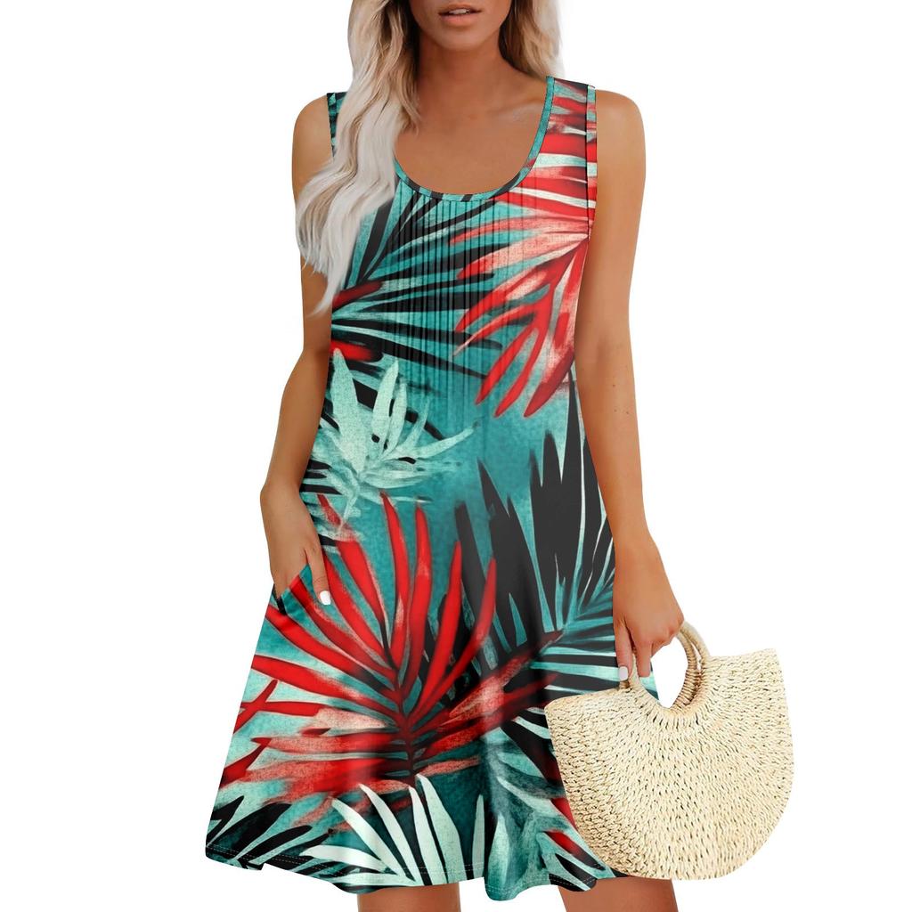 Женский повседневный сарафан с карманами, летнее пляжное платье в стиле бохо, праздничное платье для женщин, платья-майки