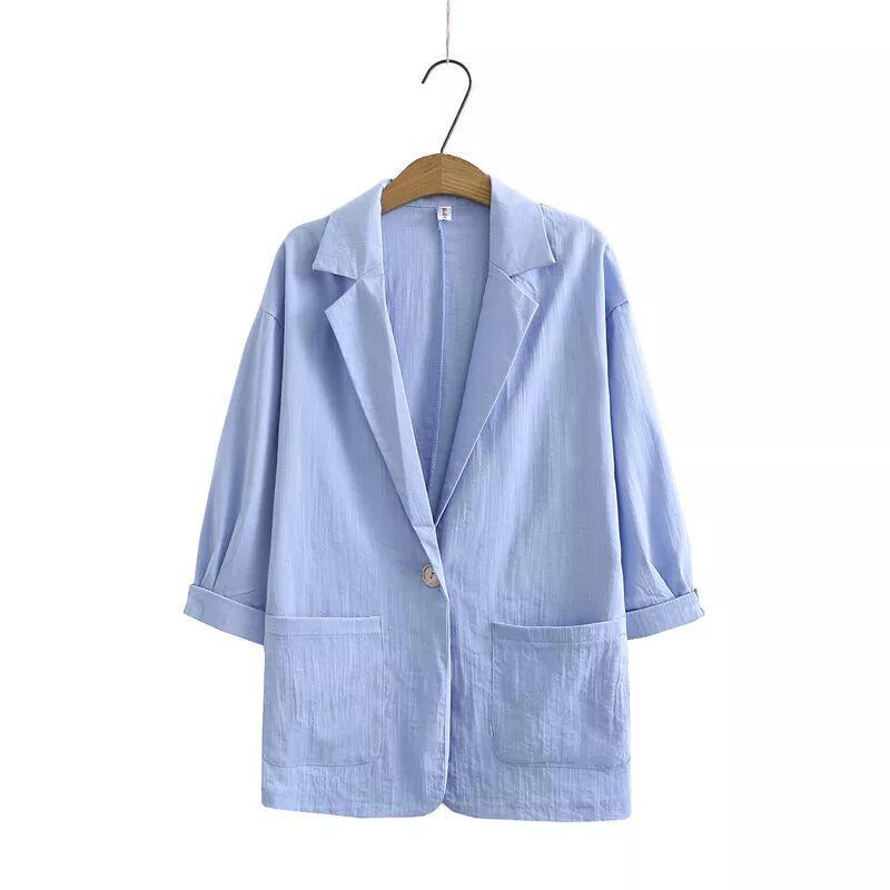 2024 European & American Women's Autumn Cotton-Linen Commuter Suit: Loose Jacket & Pants Set