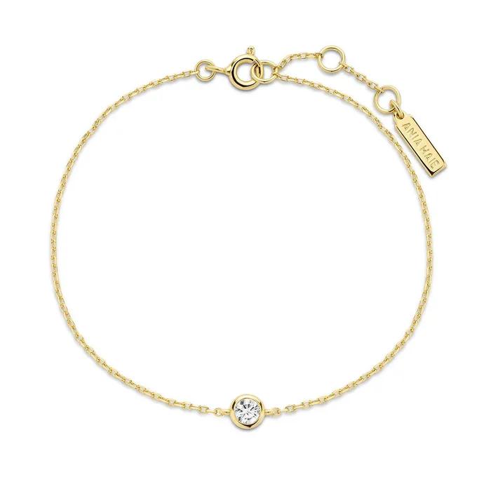 Браслет с одним камнем 'Just You' из серебра 925 пробы, золотистый B071-02G.