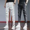 2022 Мужские облегающие корейские брюки-скинни с манжетами, повседневный стиль Nine-Point на весну/осень